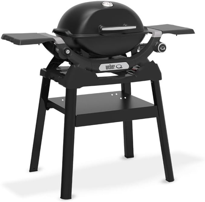 Weber mesa, acero inoxidable, negro, Weber Q 1200N, Barbacoa de Gas con mesas Laterales