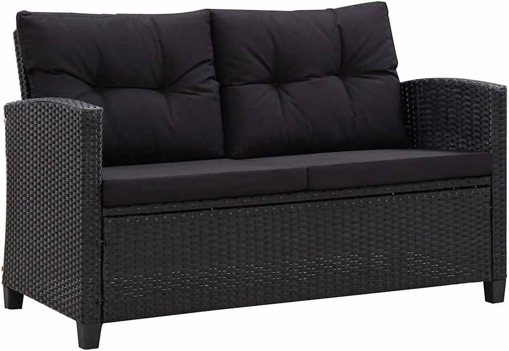 vidaXL sofá, 124 cm, negro, para el jardín