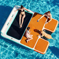 piscina, 15 cm, plata, FBSPORT, FBSPORT Muelle Flotante Hinchable con Rampa y Hamaca, Plataforma Flotante para Lago 2, 4 m/3 m Adultos