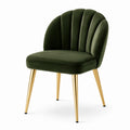 Silla de comedor de terciopelo verde con patas metálicas doradas