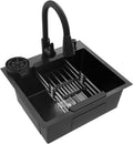 Fregaderos de un seno, 50 × 45 cm, acero inoxidable, para la cocina, GXSFLG, con grifo extraíble, para cocinas, 50 x