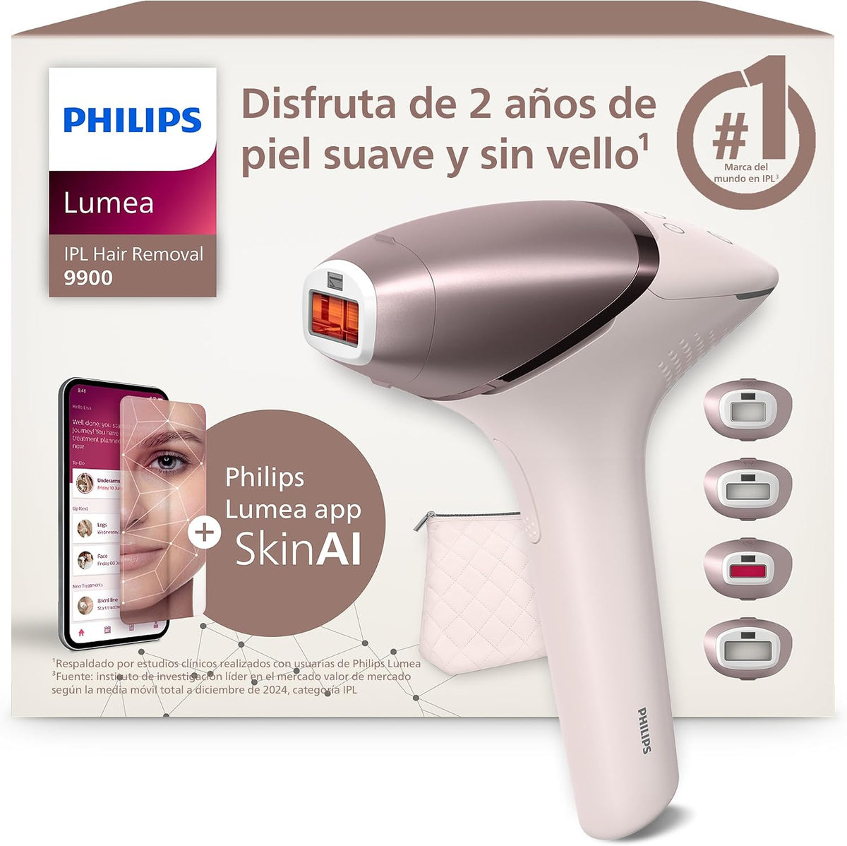 Philips BRI951/00 Sistemas de depilación de luz pulsada, Philips Lumea Serie 9900, depiladora IPL con Inteligencia Artificial, con cable y sin cable