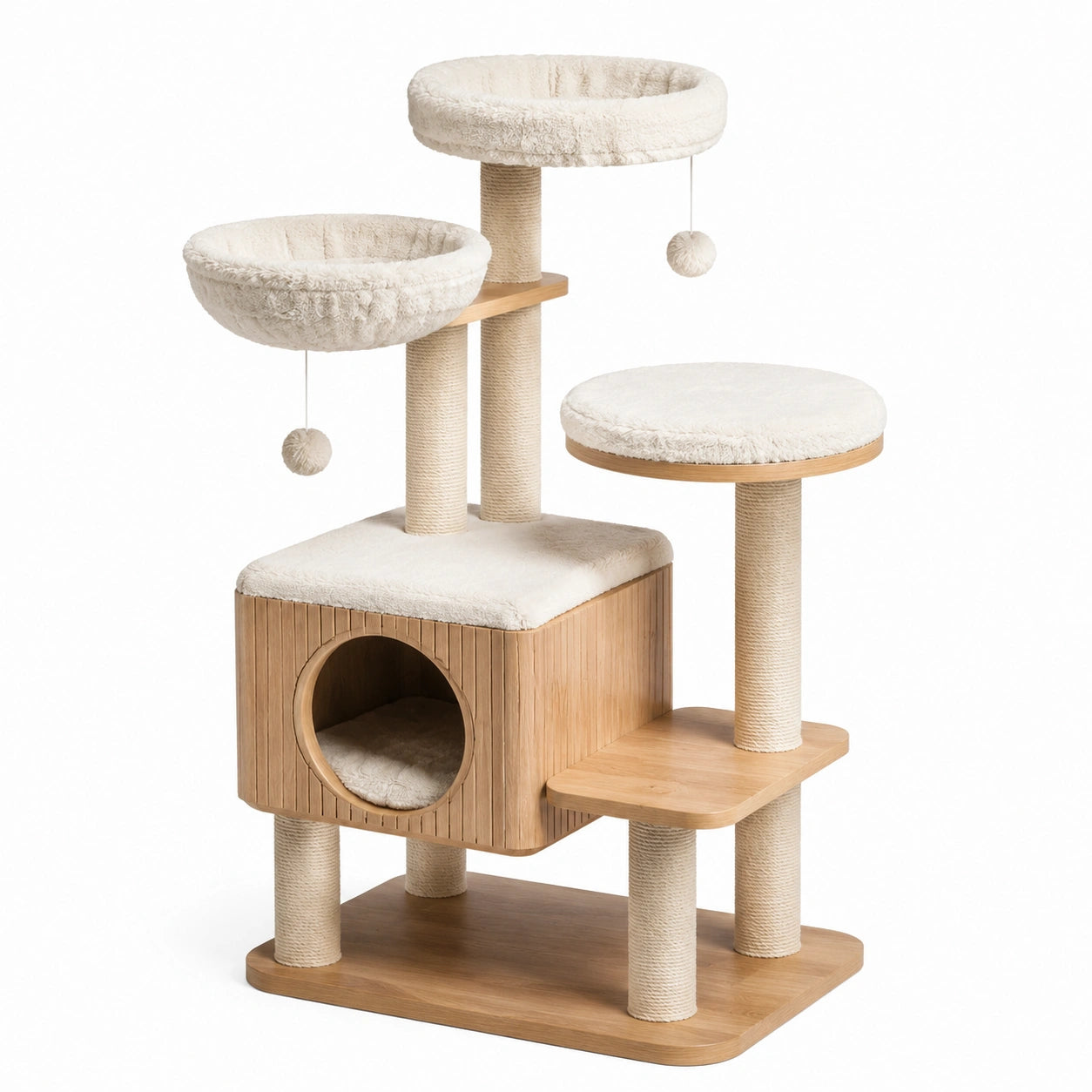 Árbol rascador para gatos de bambú y poliéster 60x40x102cm