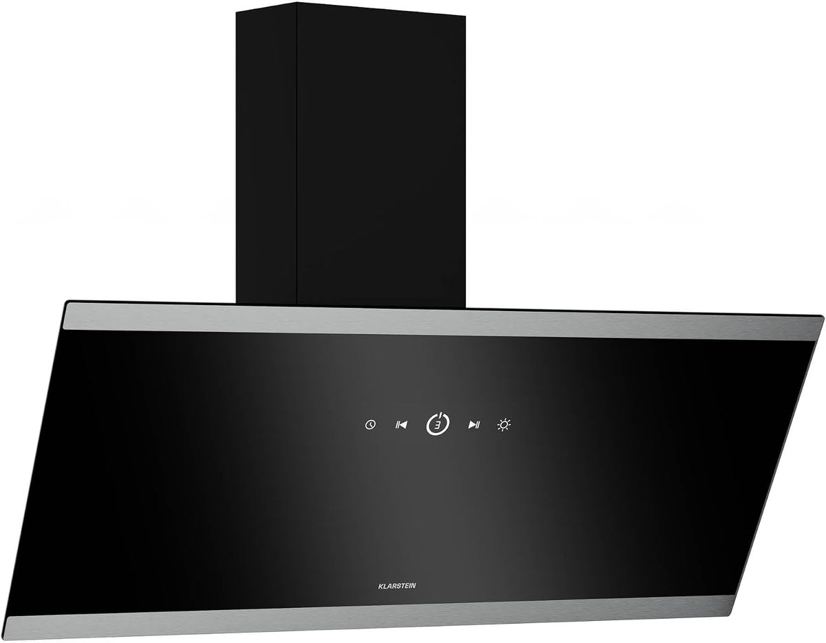 Klarstein Campanas de pared, 90 cm, con iluminación LED, negro, para la cocina, 578 m3/h, silenciosa 34, 5 db