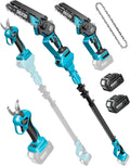 Motosierras, 33 mm, para el jardín, Seesii, SEESII 6'' Mini Motosierra Bateria, 4 en 1 Tijeras de Podar de Jardín
