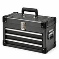 Caja de herramientas de acero galvanizado con 3 cajones negra