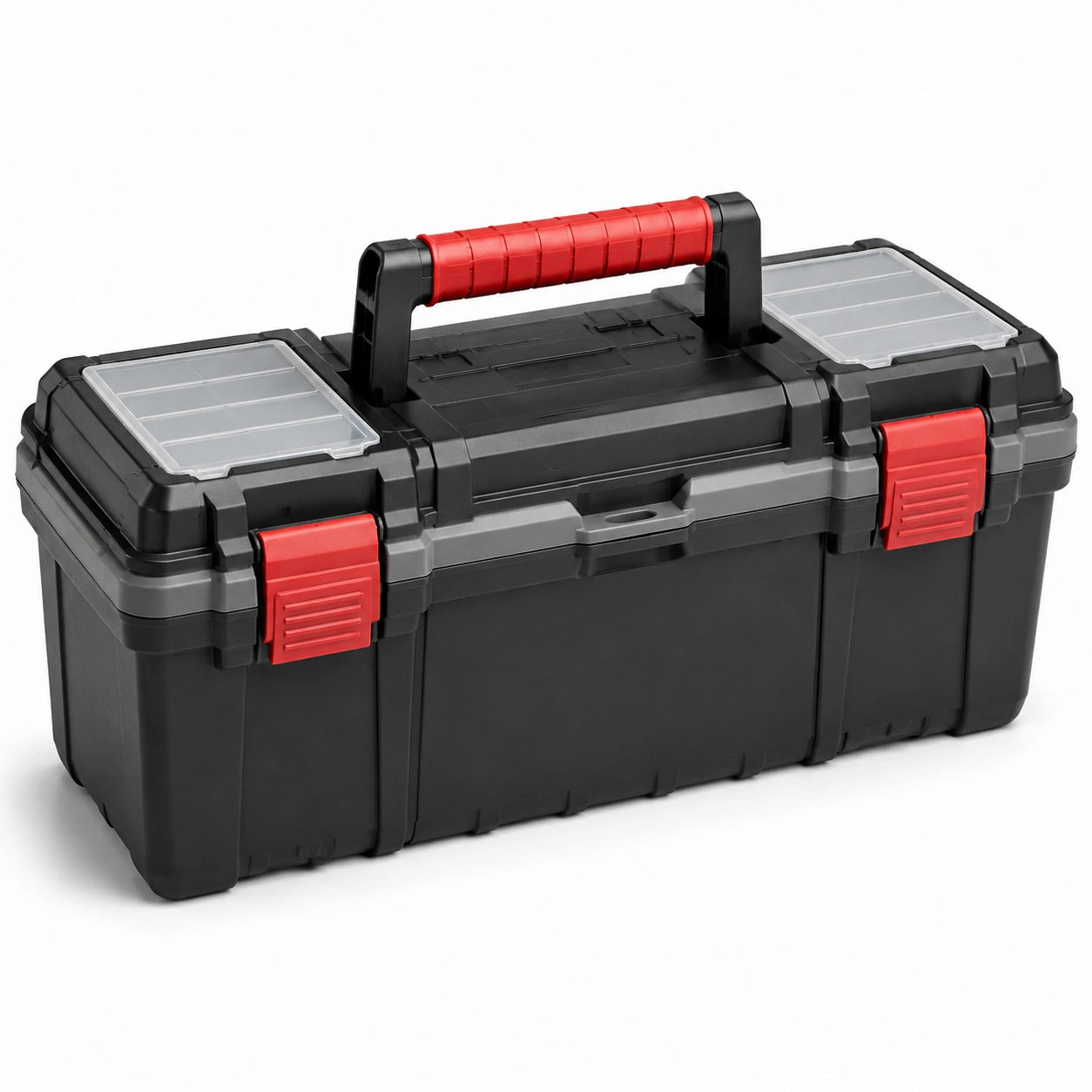 Caja de herramientas de plástico negro y rojo 52 cm