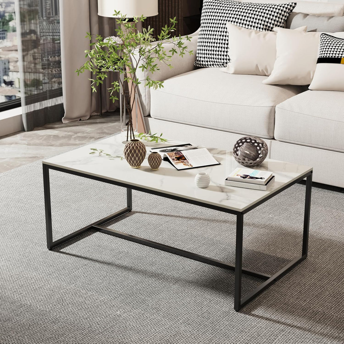 sofá, 100 × 60 × 40cm, blanco, para el salón, FATIVO