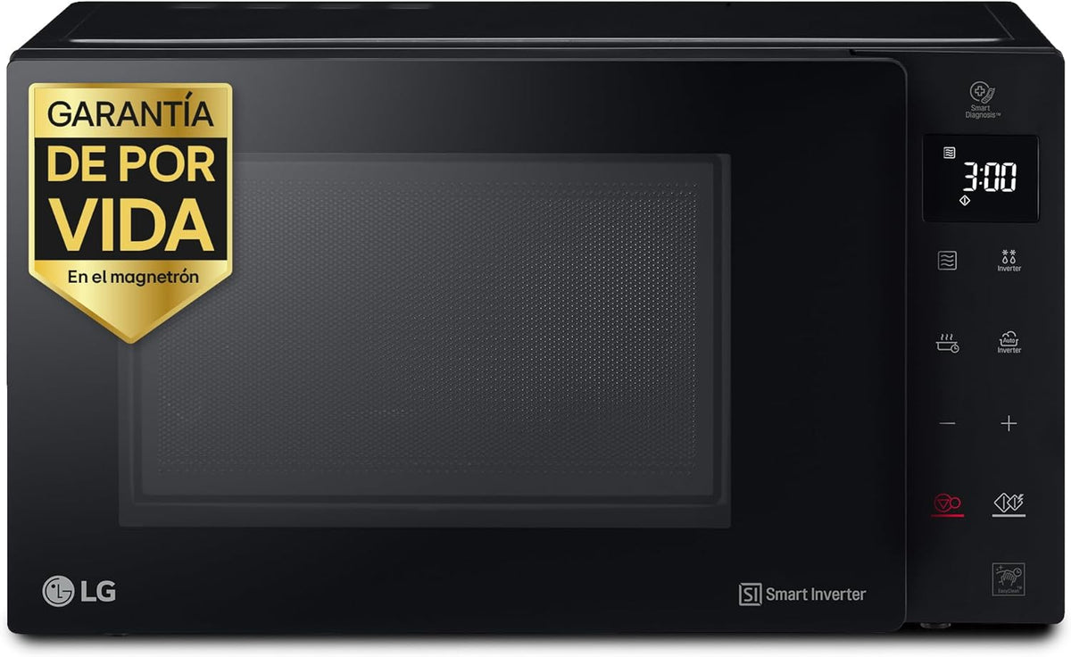 LG MH6535GIS Microondas con grill, 29 cm, 25 L, 1000 W, con iluminación LED, control inteligente, negro