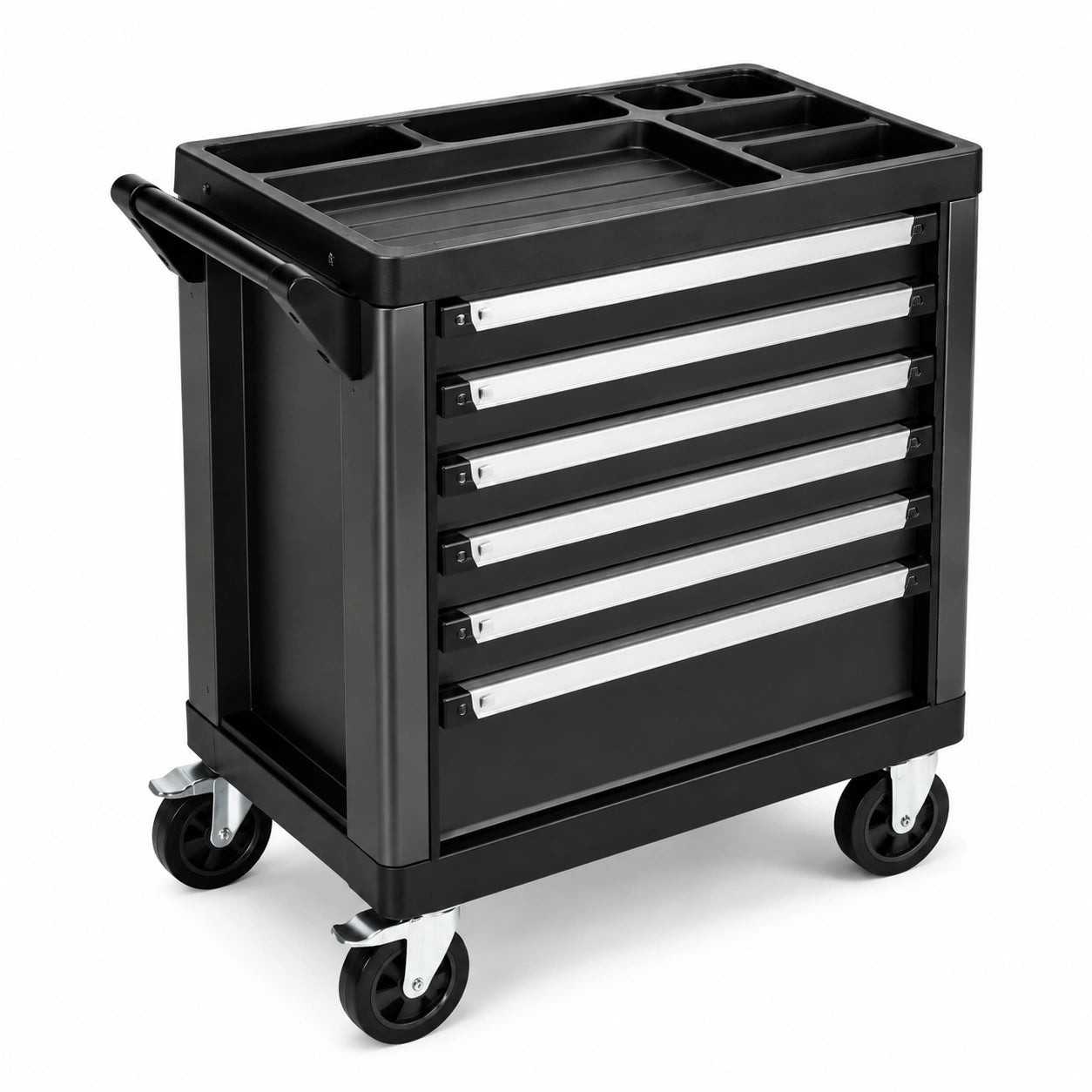 Carro de herramientas de metal con 6 cajones negro 70cm