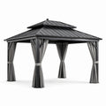 Pabellón de Aluminio Gris con Techo de Acero Galvanizado y Cortinas de Poliéster