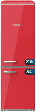 frigorífico, 191,5cm, 300L, vidrio, rojo, Cecotec, 5cm y 60 Ancho