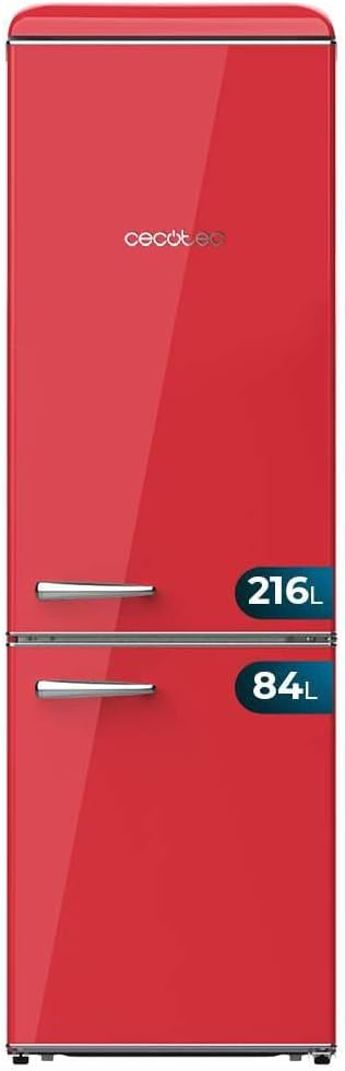 frigorífico, 191,5cm, 300L, vidrio, rojo, Cecotec, 5cm y 60 Ancho