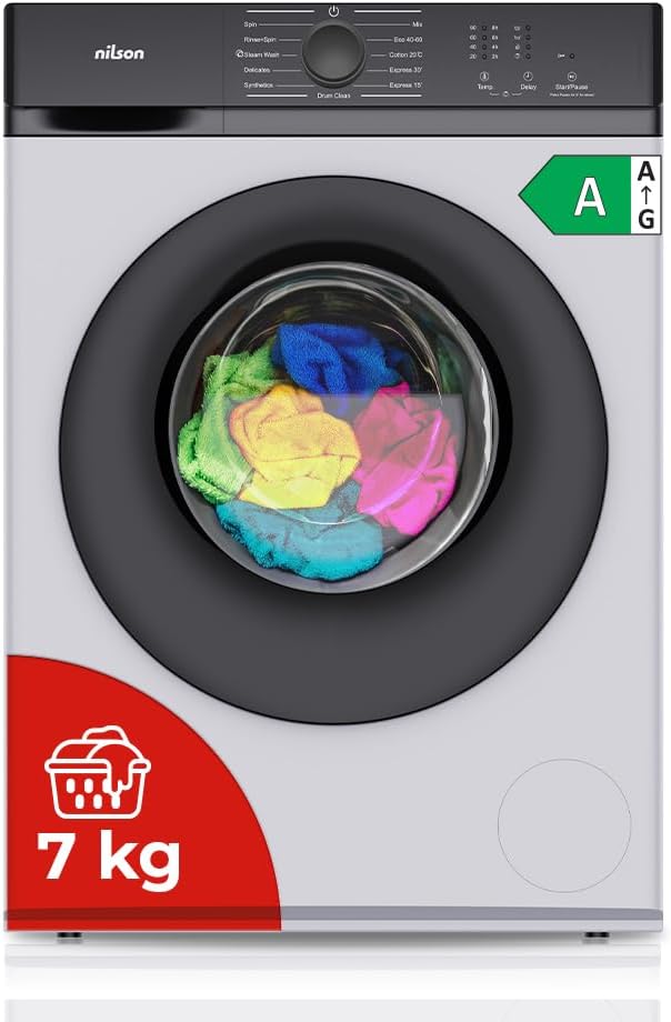 lavadora NL7201AI, 1600W, blanco, NILSON, 1200rpm, 11 Programas