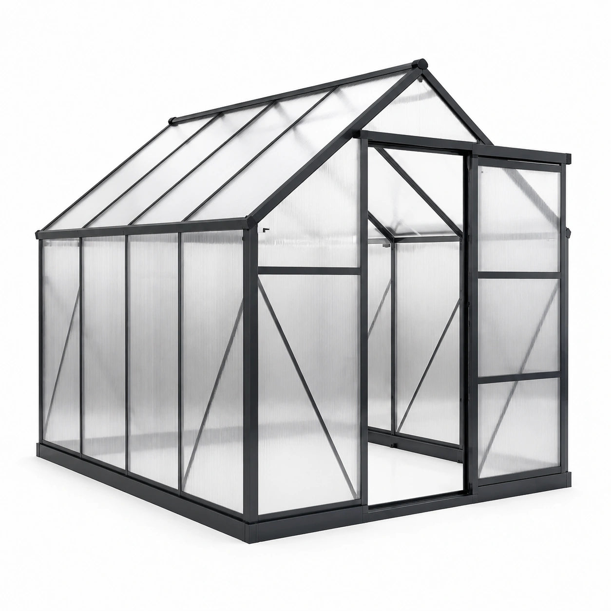 Invernadero de Aluminio y Policarbonato Transparente y Negro 190x185x195cm