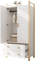 armario, 90 × 45 × 180 Cm, con cajones, madera, blanco, para el dormitorio, para el salón, KecDuey