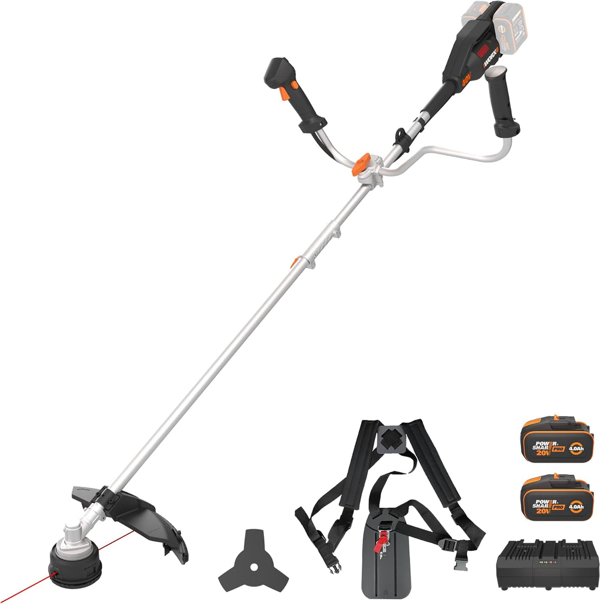 Recortadoras de cable WG084E, 25,5cm, 40V, inalámbrico, WORX, Hoja 25, Alambre 38cm, Sin Batería ni Cargador