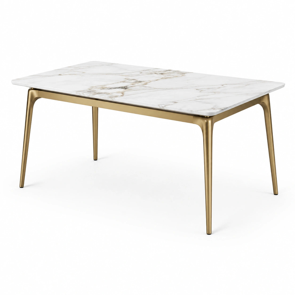 Mesa de comedor de mármol con patas de metal dorado 160x90x75 cm