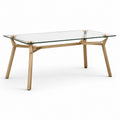 Mesa de vidrio con patas de acero dorado 120x60x45 cm