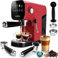 cafetera, rojo, Aigostar, Espresso 20 Bares para Cápsulas y Café Molido Inox,