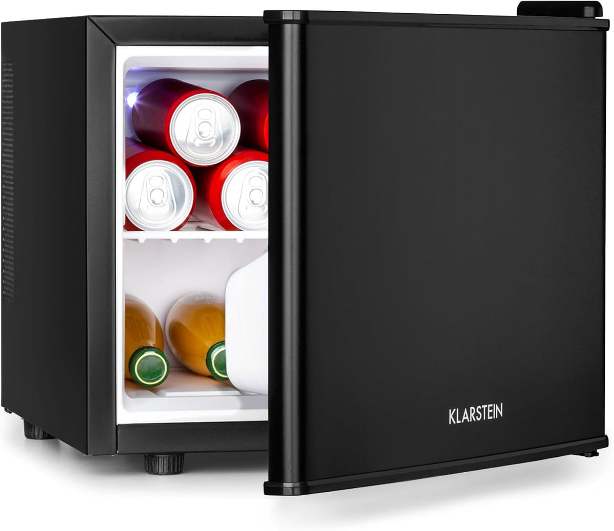 KLARSTEIN frigorífico, 45 W, 15 °C, 17 l, con iluminación LED, con estantes, negro, Neveras Pequeñas de Bajo Consumo 17 l, 1 Estante Extraíble