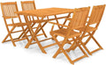 vidaXL Juegos de comedor, 120 × 70 × 74 cm, 5 unidades, plegable, madera maciza, para el jardín