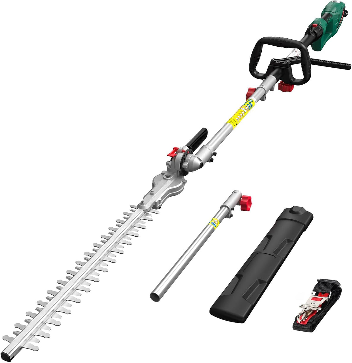 Cortasetos, 250 cm, 900W, HYCHIKA BETTER TOOLS FOR BETTER LIFE, Extensible 200-250 cm, Cabezal Pivotante +90°~-45°, para Podar Césped