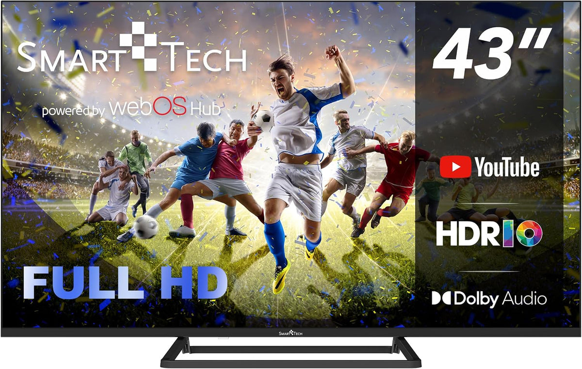 Smart TV, con WiFi, control inteligente, Smart Tech, 43 Pulgadas, 3 HDMI, 2 USB