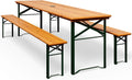Juegos de comedor, 170 cm, plegable, madera, CASARIA, CASARIA Conjunto Mesa y 2 Bancos Plegables Madera