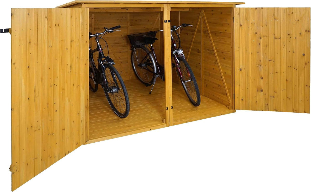 Cobertizos de almacenamiento HWC-H60, 151 × 200 × 200 cm, 2 unidades, marrón, Mendler