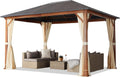 Cenadores, 3 × 4 m, madera, para el jardín, TOOLPORT, 4 Cortinas en champán