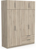 armario, 157,3 × 51,1 × 203 cm, con cajones, con estantes, gris, Demeyere, 8 Puertas, 5 estantes y 2 cajones, 3 x 51, 1 x 203 cm