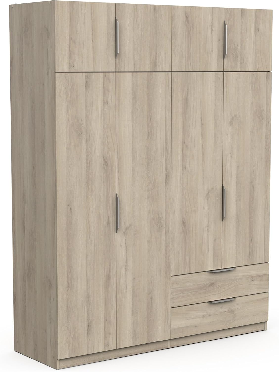 armario, 157,3 × 51,1 × 203 cm, con cajones, con estantes, gris, Demeyere, 8 Puertas, 5 estantes y 2 cajones, 3 x 51, 1 x 203 cm