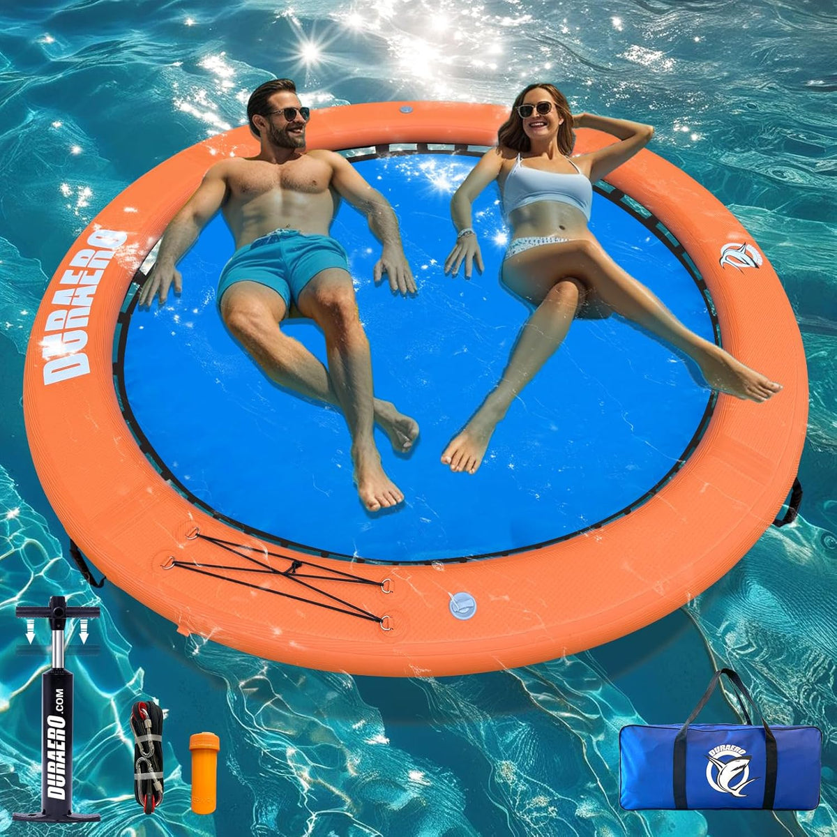 piscina, 245 cm, DURAERO, anillo de natación para lago y piscina, gran flotador de isla familiar para varias personas y fiestas, para 2~6 personas