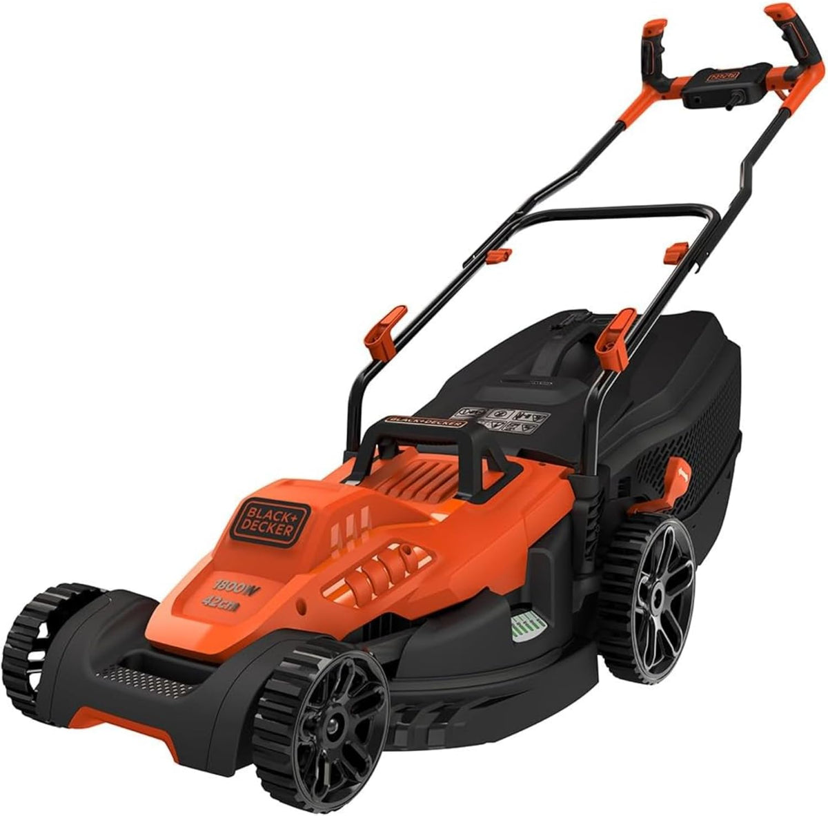 BLACK+DECKER BEMW481BH Cortacéspedes rotativos, 42 cm, 1800 W, para el jardín, Ancho de Corte 42 cm, para Jardines de más de 600 m2, 70 mm