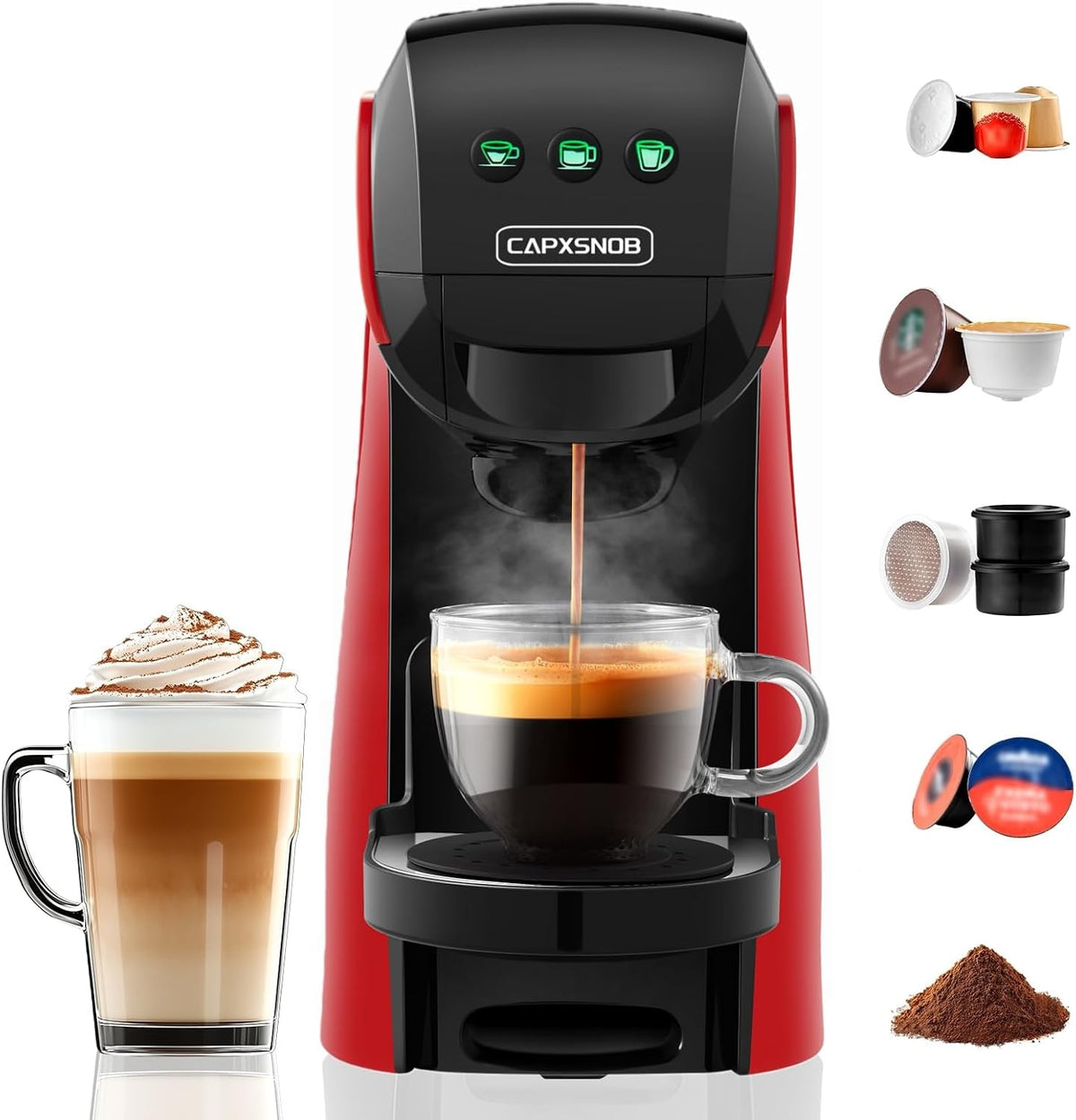 cafetera, 15 cm, 20bar, 0,8L, para la oficina, CAPXSNOB, Warriors1 Cafetera Cápsula 5en1 para Dolce Gusto
