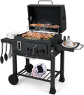 mesa, 54 × 24 cm, plegable, KOMFOTTEU, KOMFOTTEU Barbacoa de Carbón con 2 Mesas Plegables
