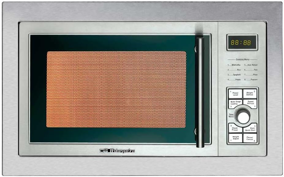 Microondas sencillos, 23 L, 1000 W, acero inoxidable, Orbegozo, 23 L de capacidad, 9 menús preconfigurados, 900-1000 W