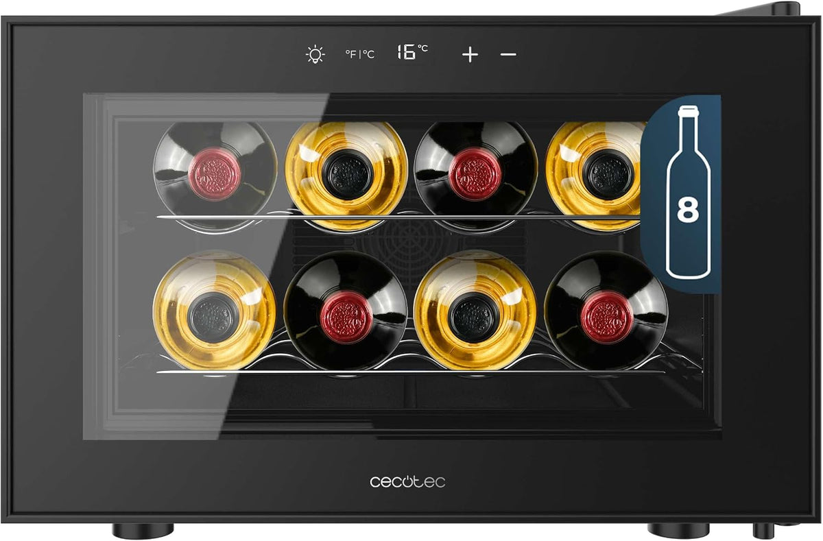 Bodegas de vino independientes, con estantes, negro, Cecotec, Temperatura 8 a 18oC