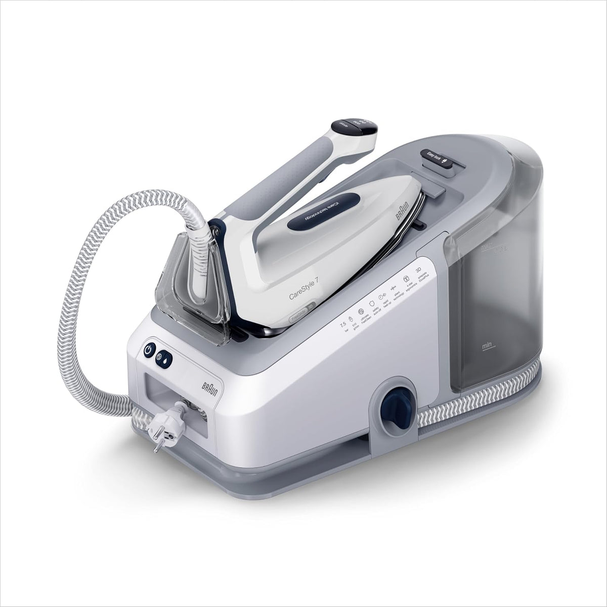 Braun IS7262GY Centros de planchado, 2 L, 2700W, Centro de Planchado con Generador de Vapor Profesional, FreeGlide 3D, Depósito Extraíble 2 L