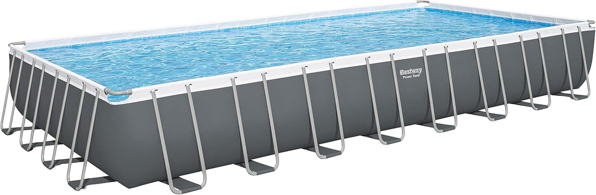 Bestway piscina, 956 × 488 × 132 cm, acero, gris, con bomba de filtro