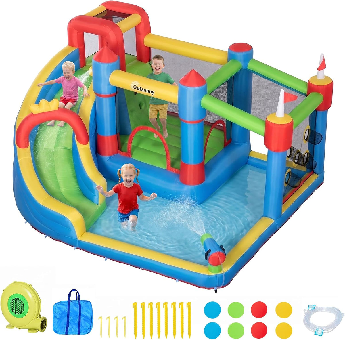 Outsunny Castillos y colchonetas hinchables, 390 × 300 × 197 cm