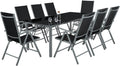 silla, 9 unidades, plegable, aluminio, tela, para el jardín, para la terraza, tectake, tectake Conjunto Muebles Jardín Exterior 9 Piezas