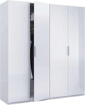 armario, 200 cm, blanco, Habitdesign, 200 cm (Alto) x 180 cm (Ancho) x 52 cm (Fondo), Ropero Grande 4 Puertas