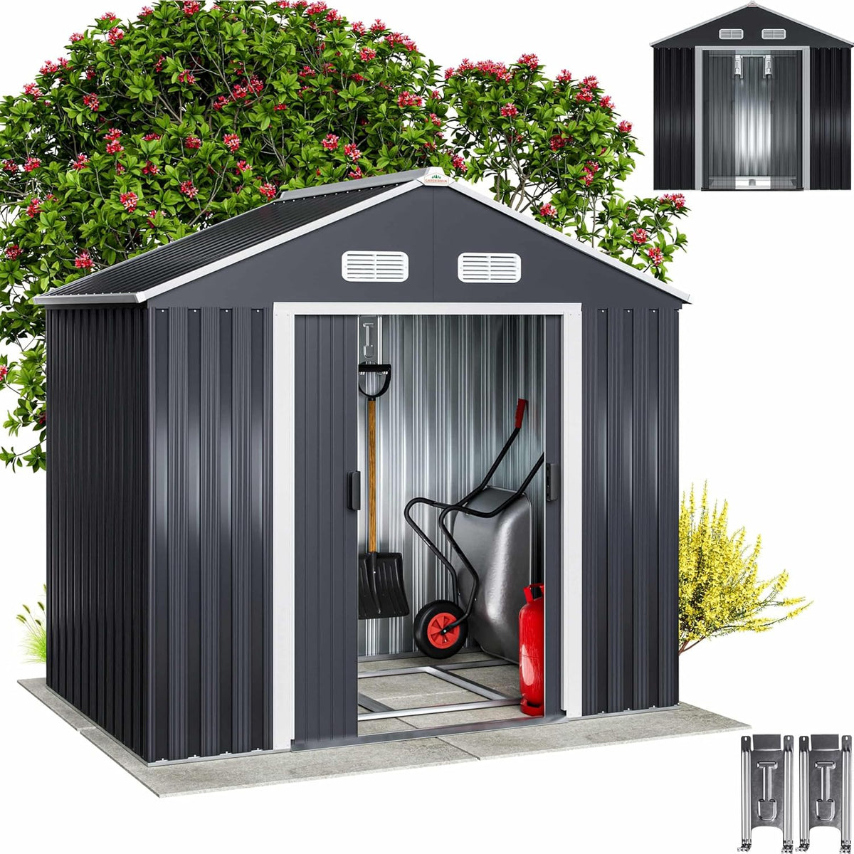 Cobertizos de almacenamiento, 65 cm, acero, negro, para el jardín, Gardebruk