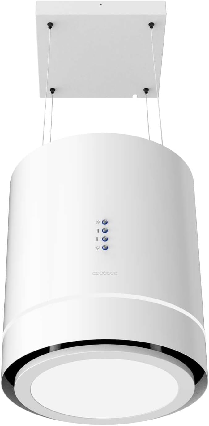 Campanas en isla, 44Cm, 210W, blanco, Cecotec, Succión 800M3/H, Motor 210W