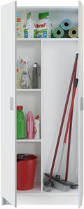 armario, 73 cm, con estantes, blanco, Habitdesign, Escobero 2 Puertas 3 Estantes, 180x73x37 (AltoxAnchoxFondo - en cm)