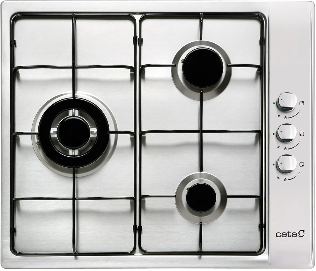 placa de inducción, 58 cm, acero inoxidable, Cata, Modelo GIB 6021 X, 3 Fuegos, Ancho de 58 cm