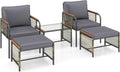 mesa de jardín, 5 unidades, gris, para el jardín, para la terraza, GIANTEX, GIANTEX Juego de Muebles de Ratán Exterior 5 Piezas, 2 Sillones
