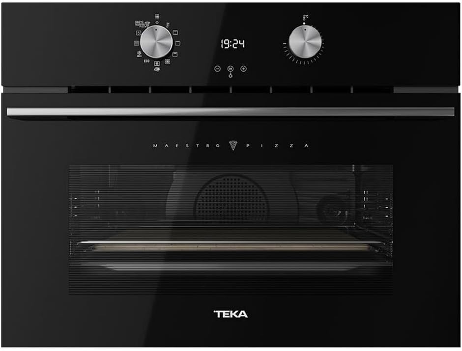 TEKA horno para pizza, 45 × 60cm, TEKA Horno Pirolítico Compacto Multifunción 45x60cm, Función Pizza 340oC, 8 Funciones, HLC 8510 P